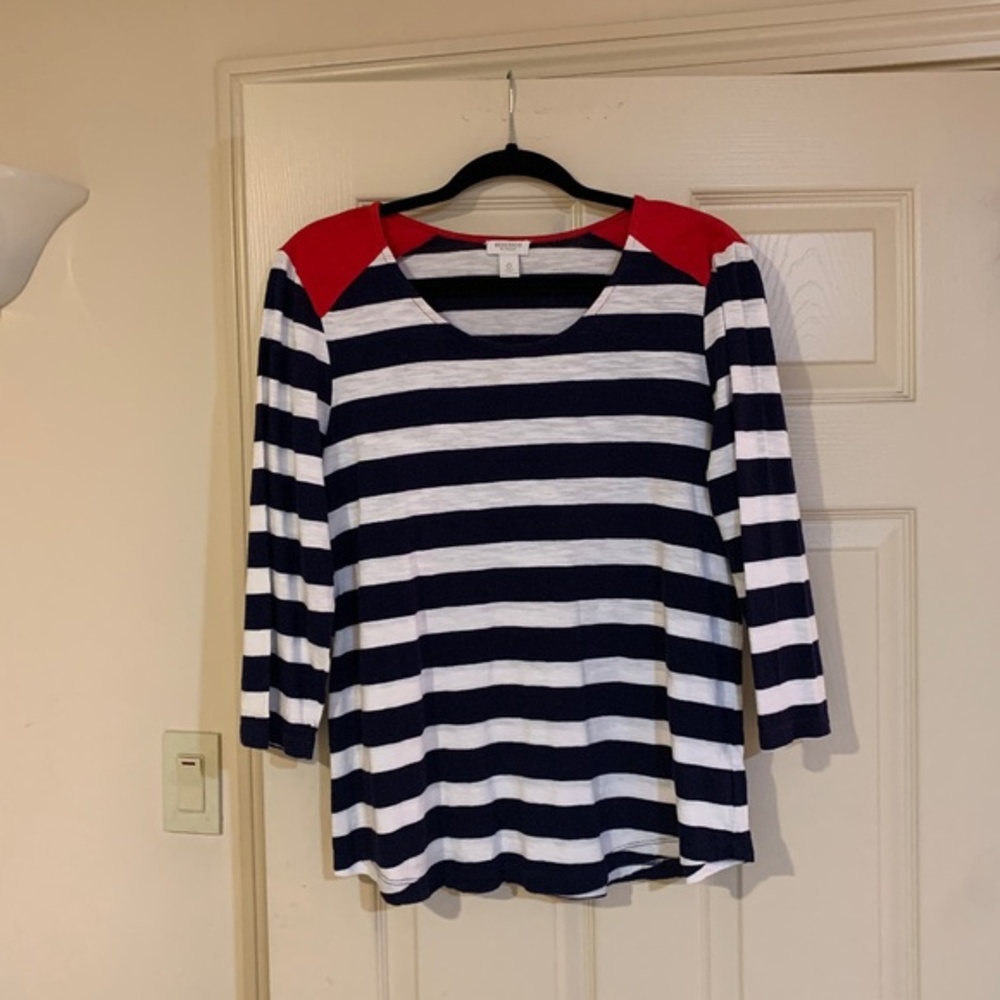 Weekends by Chico’s Red/White/Blue Striped Top sz 0